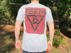 Grey founder's tee back graphics outside